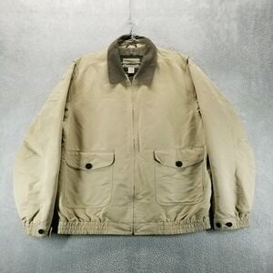 VTG LL Bean Jacket Mens XL Tan Field Utility Trench Chore Coat Full Zip
